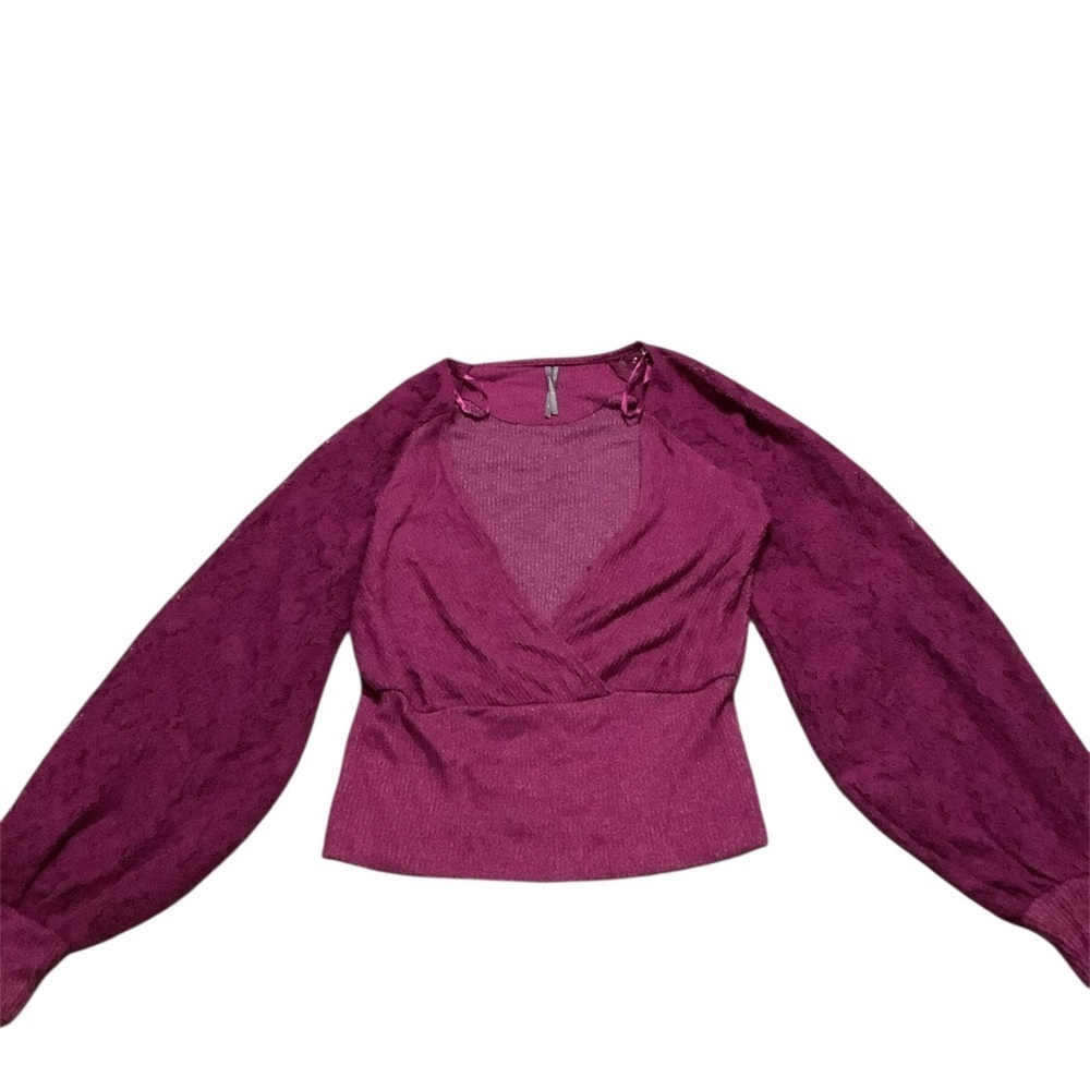 Anthropologie Magenta Blouse with Balloon Sleeves